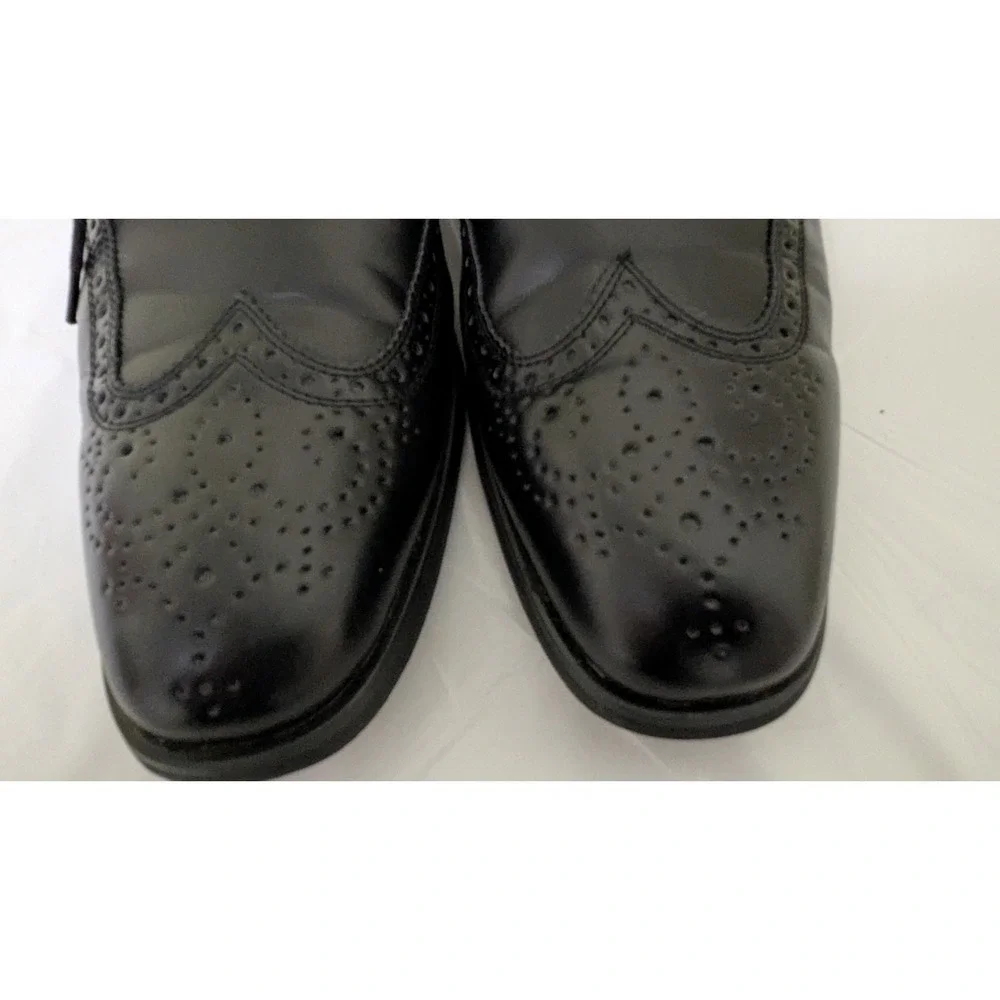 Vincent Cavallo Mens Black Faux Leather Wingtip Oxford Dress Shoe C-391 11